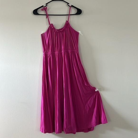 J Crew Magenta Pink Crinkle Midi Dress Dress Loose Fit Sz XS to S - Picture 3 of 16